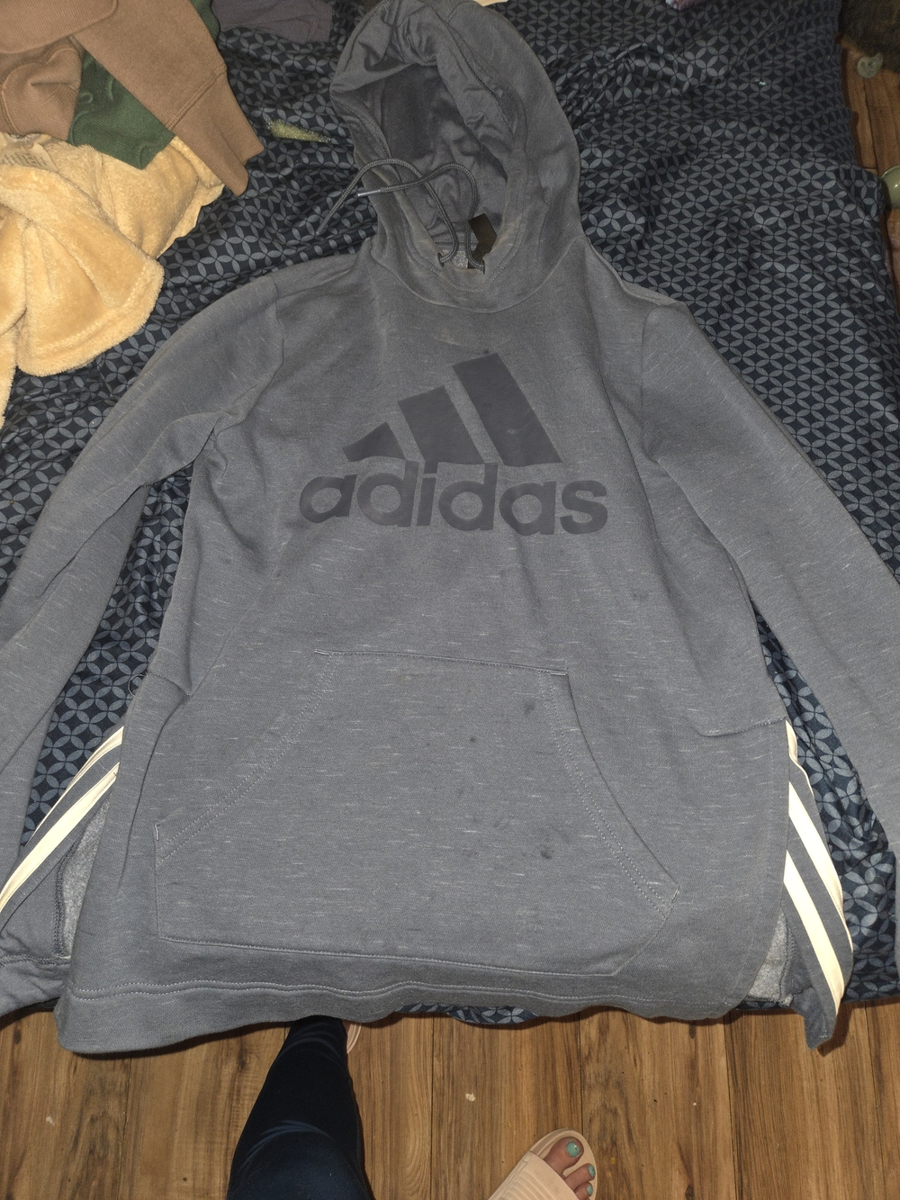 adidas Men's Navy Crewneck Hoodie with Tonal Logo